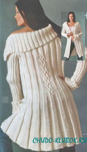 Вязаное пальто спицами